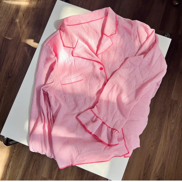 Pink Ruffle Pajama 2pc Set - Picture 2 of 9